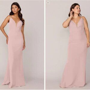 Revelry Camilla Crepe Maxi Dress Bridesmaid Petal Pink 10